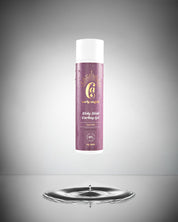 A bottle of Curly Angel vegan Holy Hold Curling Gel with strong hold, floating above water